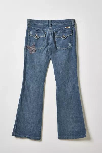 Little Oyster Club Vintage By Little Oyster Club Butterfly Embroidered Low-Rise Flare Jeans 2
