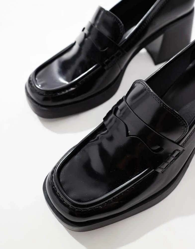 Bershka Bershka faux leather loafers in black 4