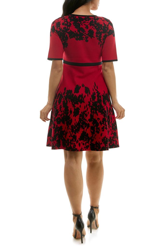 Nina Leonard Elbow Sleeve Fit & Flare Sweater Dress