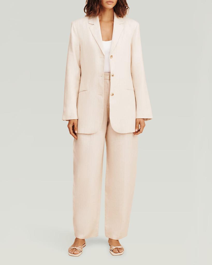 Posse Leon Single-Breasted Pinstripe Linen Blazer