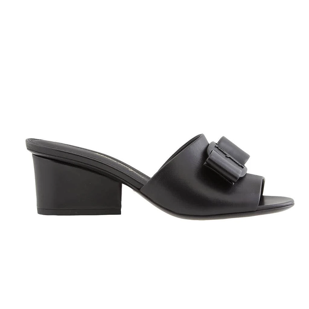 Salvatore Ferragamo Black Leather Valery 55 Sandals 1