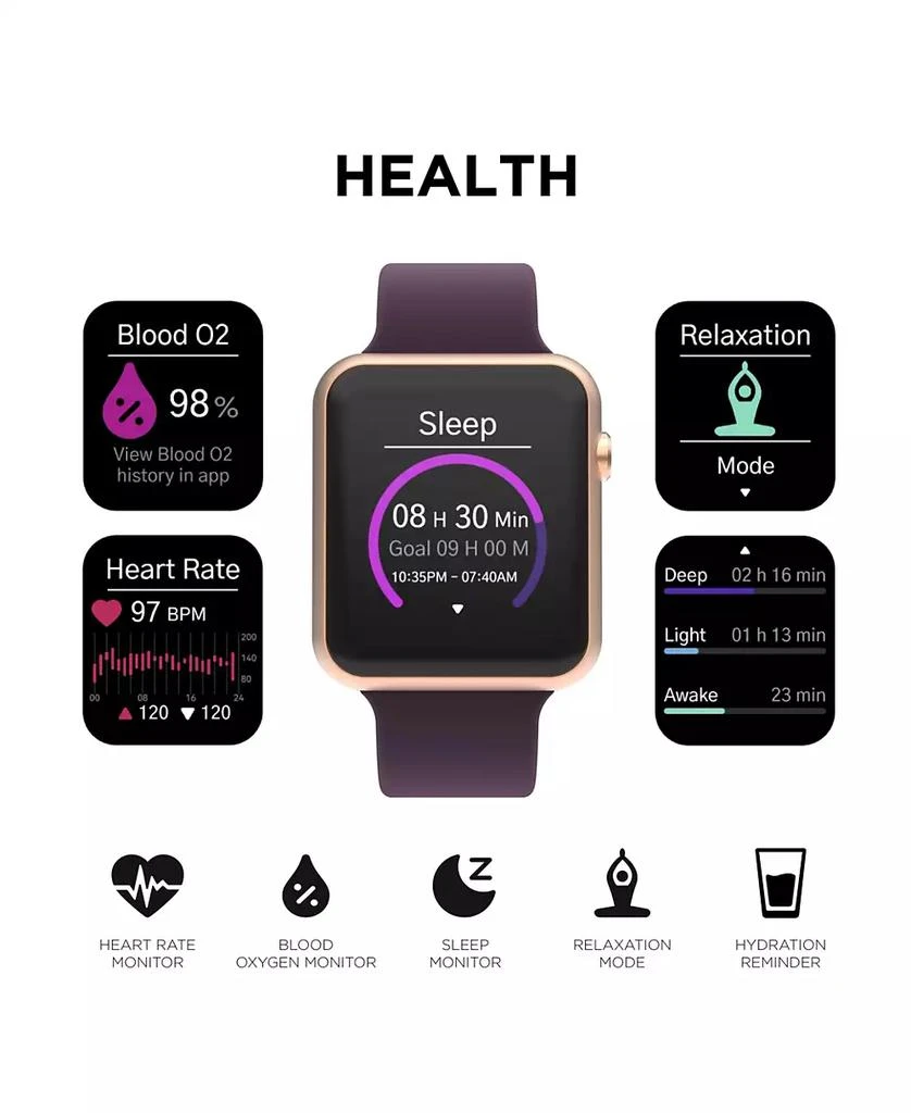 iTouch Air 4 Unisex Plum Silicone Smart Strap Smartwatch 41mm 3