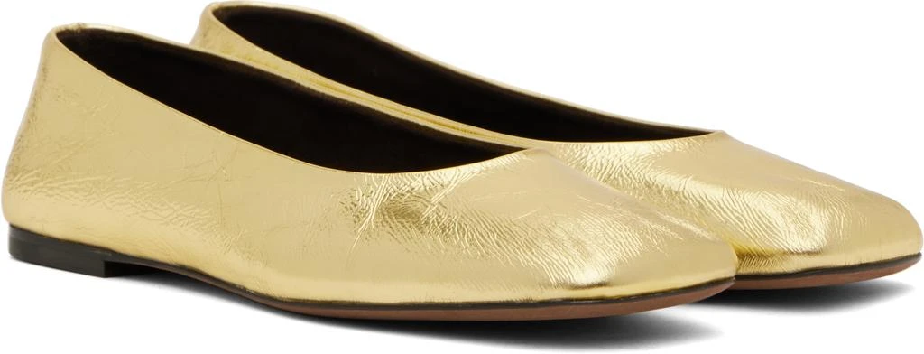 The Row Gold Square Ballerina Flats 4