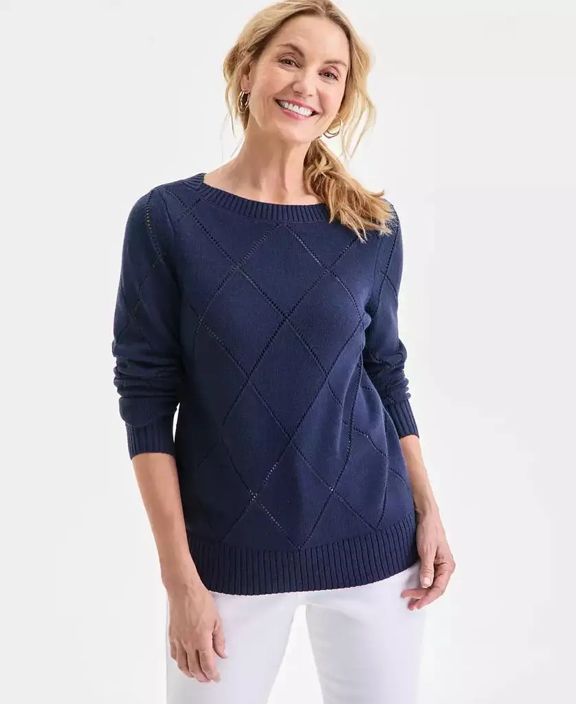 Style & Co Women's Pointelle Boat-Neck Sweater, Macy's Exclusive