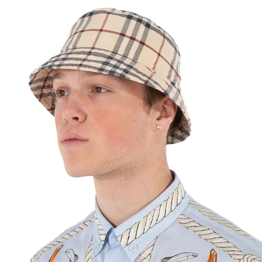 Burberry Stone Check Cotton Twill Woven Bucket Hat 2
