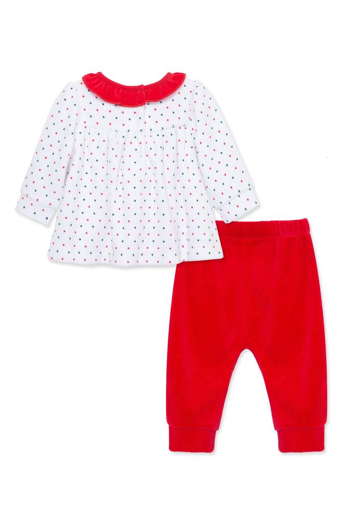 Little Me Holly First Christmas Velour Top & Joggers Set