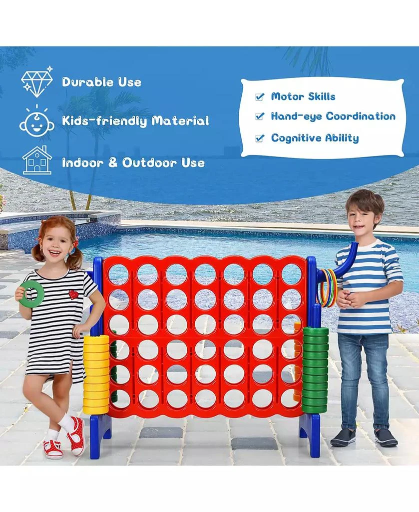 Costway 4-in-A Row Giant Game Set w/Basketball Hoop for Family 8