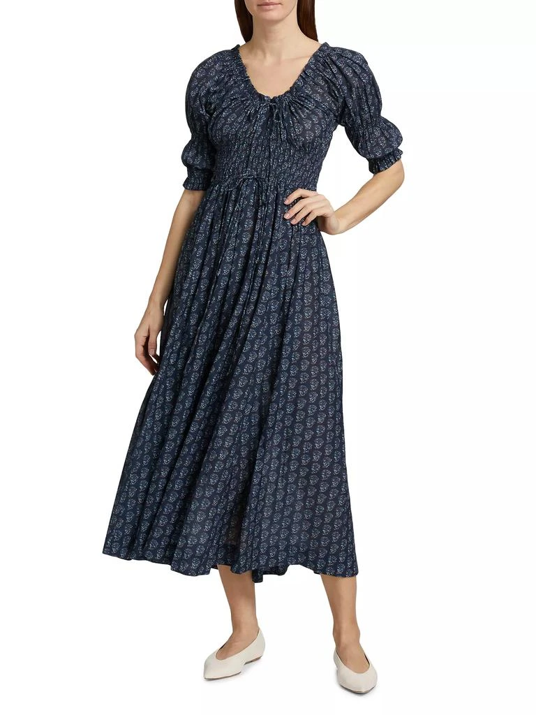 DÔEN Ischia Printed Smocked Midi-Dress 3