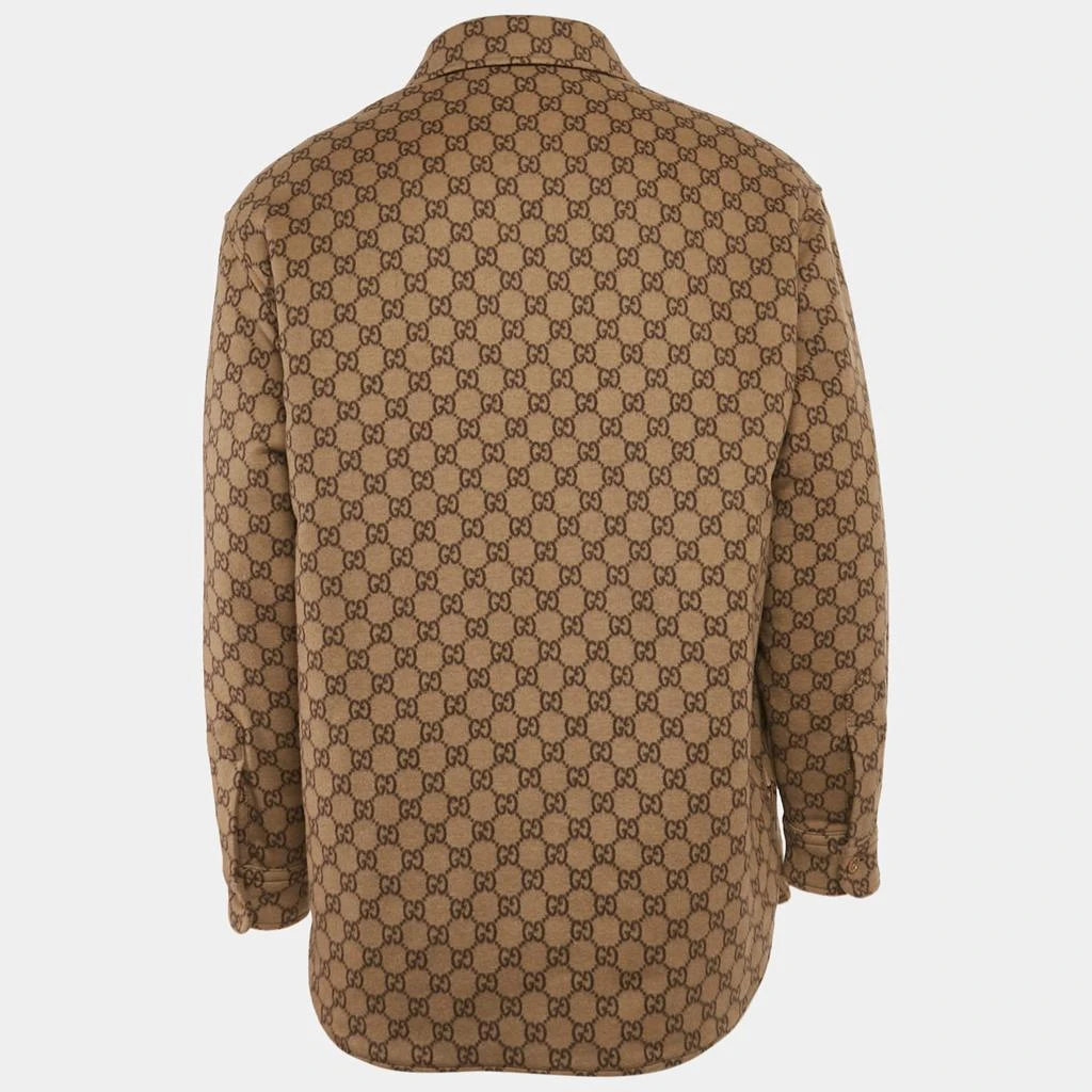 Gucci Gucci Camel Brown Brushed GG Flannel Wool Button Front Jacket S 2