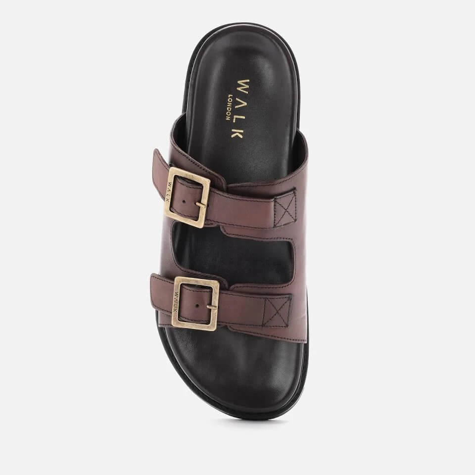 Walk London WALK LONDON MEN'S JAWS LEATHER DOUBLE STRAP SANDALS - BROWN 3