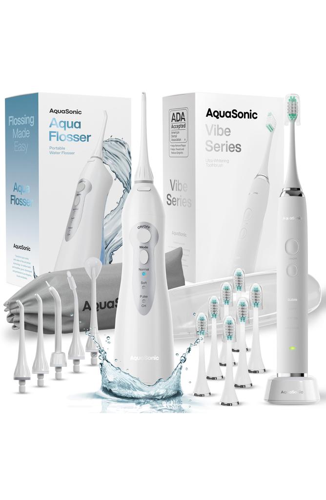 AquaSonic Vibe Series Ultra-Whitening Toothbrush & Aqua Flosser Set