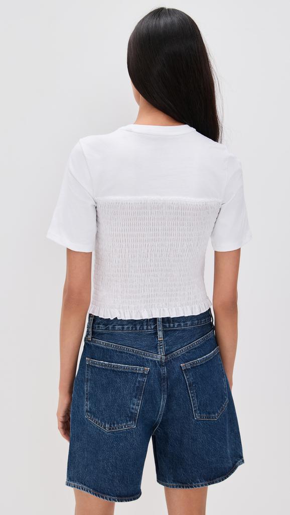 ATM Anthony Thomas Melillo Mixed Media Smocked Top