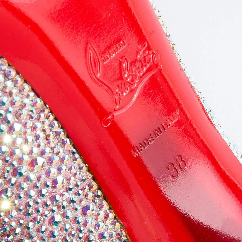 Christian Louboutin Christian Louboutin Pink Suede Crystal Embellished New Riche Peep Toe Pumps Size 38 8