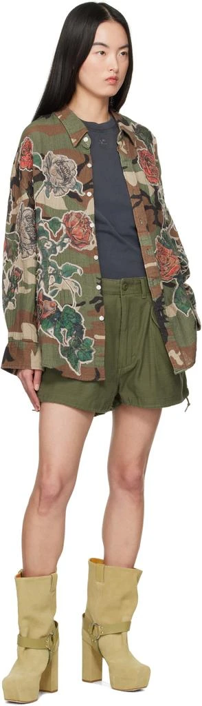 R13 Green Loose Marianne Cargo Shorts 4