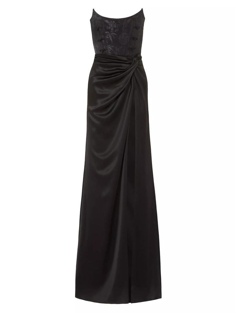 SAU LEE Julia Satin Corset Strapless Gown
