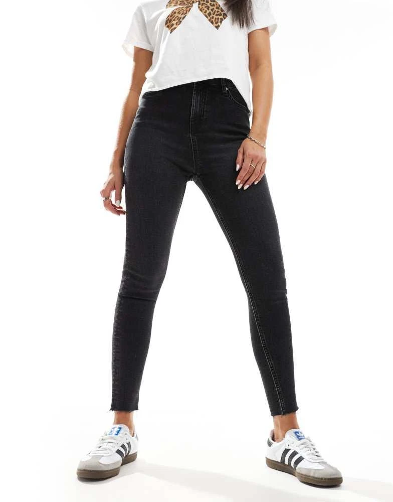 Miss Selfridge Miss Selfridge skinny high waist jean in black wash 4