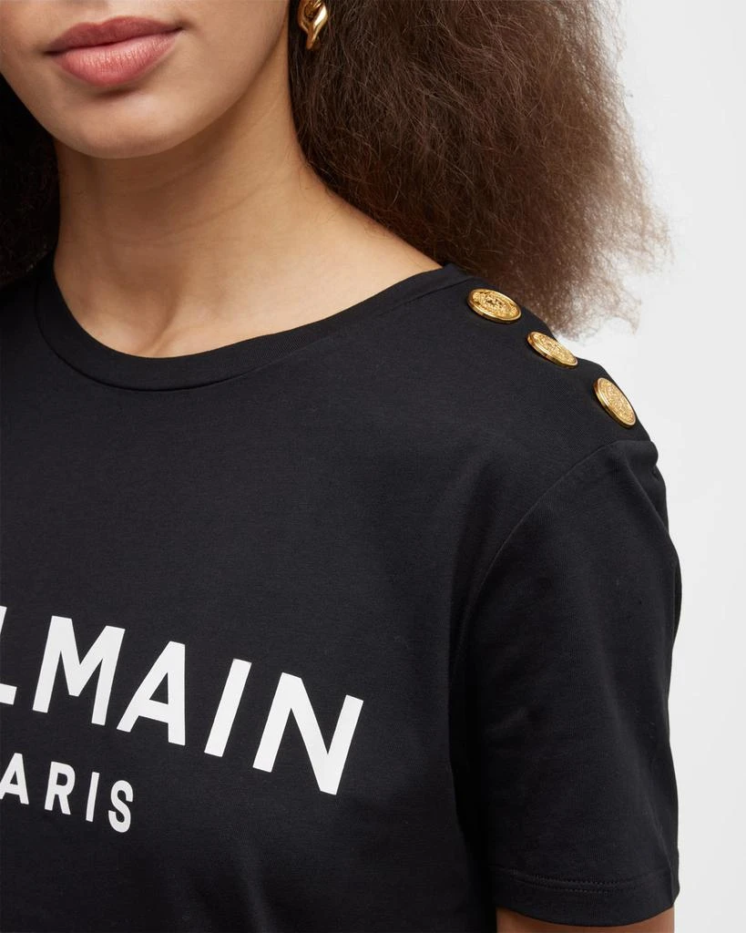 Balmain 3-Button Flocked Logo T-Shirt 6