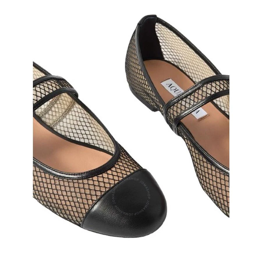 Aquazzura Solstice Leather-Trimmed Mesh Ballet Flats 3