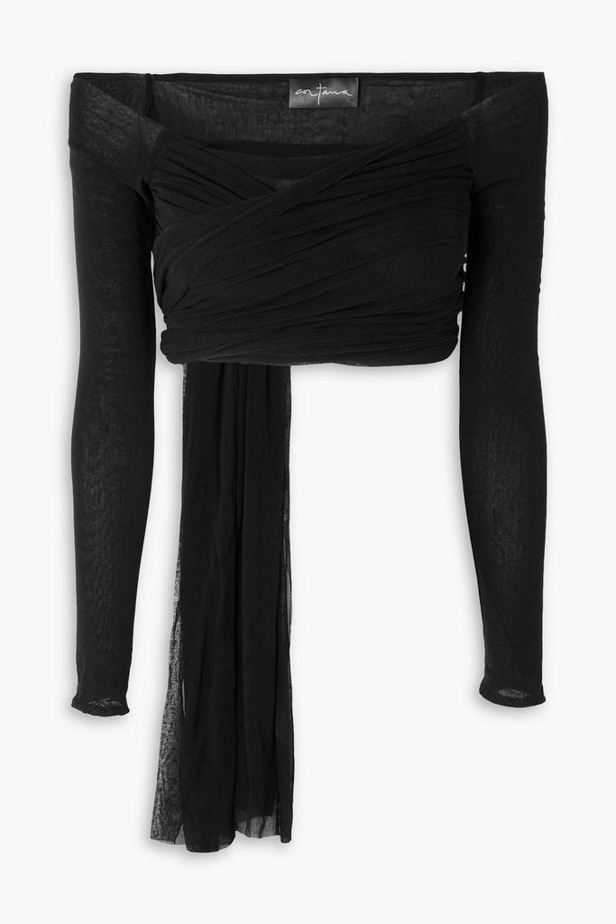 CORTANA Tula cropped off-the-shoulder silk-blend top