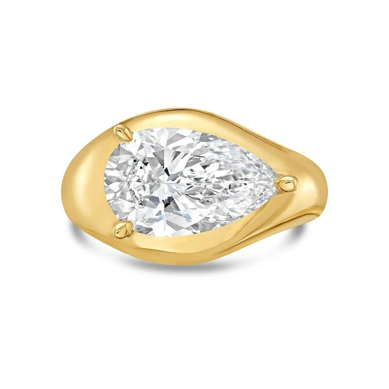 Diana M Jewels 18KT YELLOW GOLD LAB GROWN PEAR SHAPE DIAMOND  FASHION RING WEIGHING 5.00 CTS TW