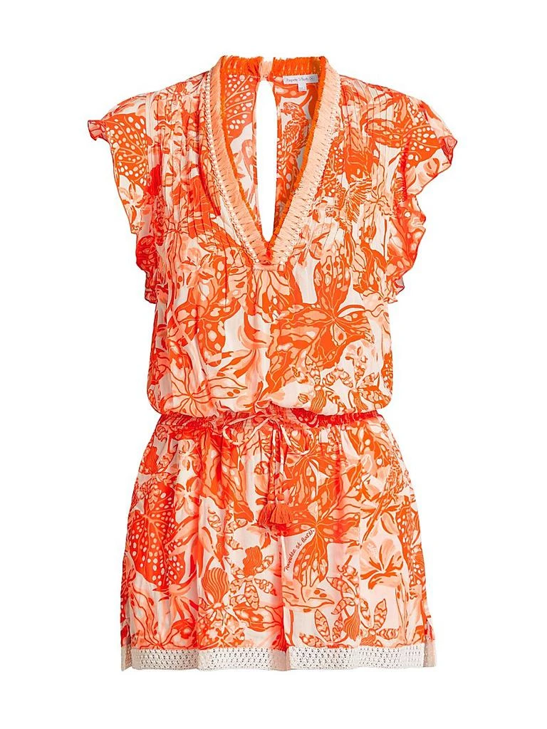 Poupette St Barth Sasha Floral Knit Drawstring Romper 1
