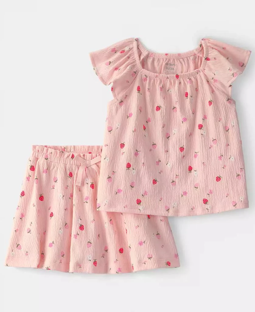 Carter's Girls' Toddler 2T-5T Strawberry Top and Skort, 2-Piece Set