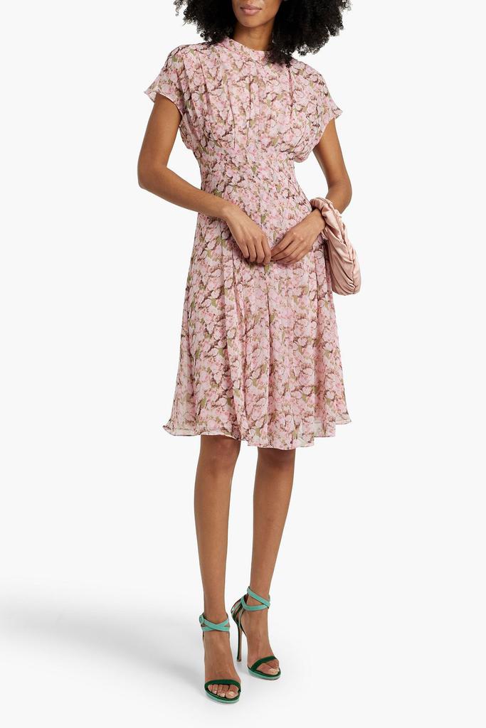 MIKAEL AGHAL Pleated floral-print chiffon dress