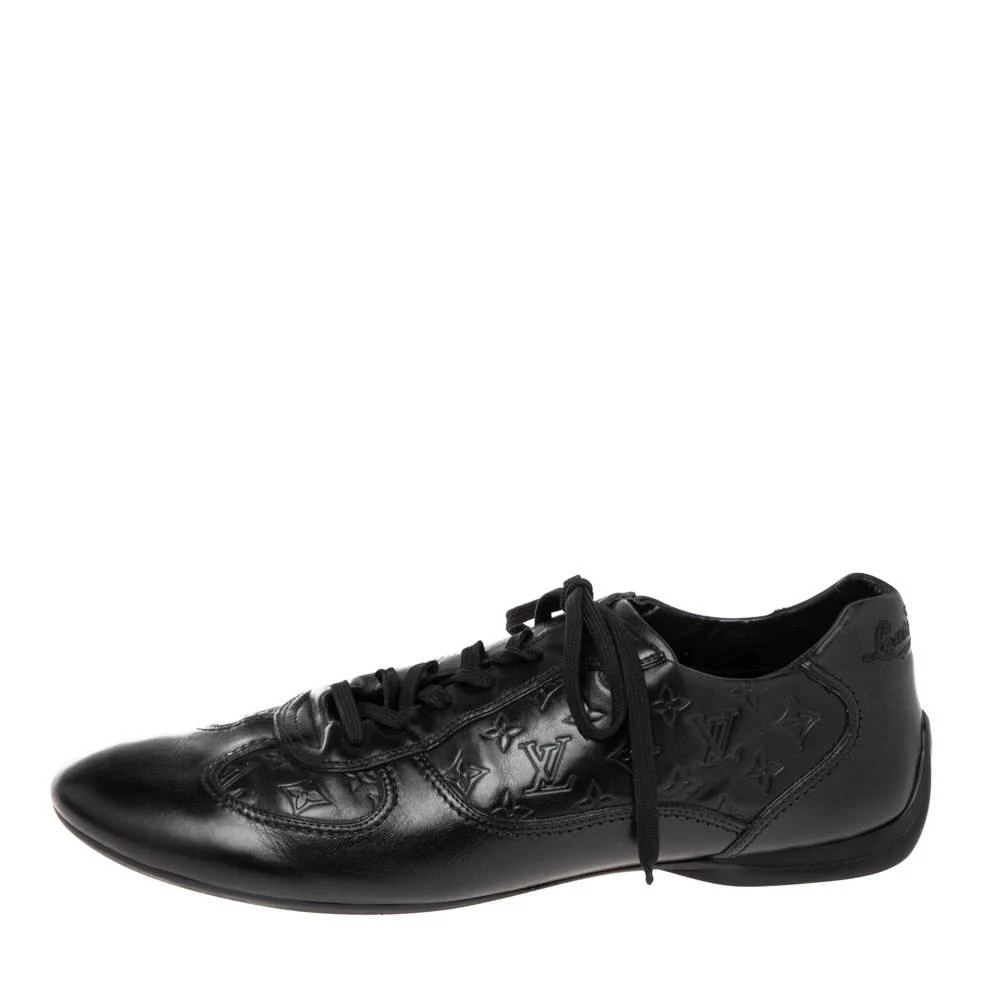 Louis Vuitton Louis Vuitton Black Monogram Embossed Leather Lace Up Sneakers Size 44.5 2