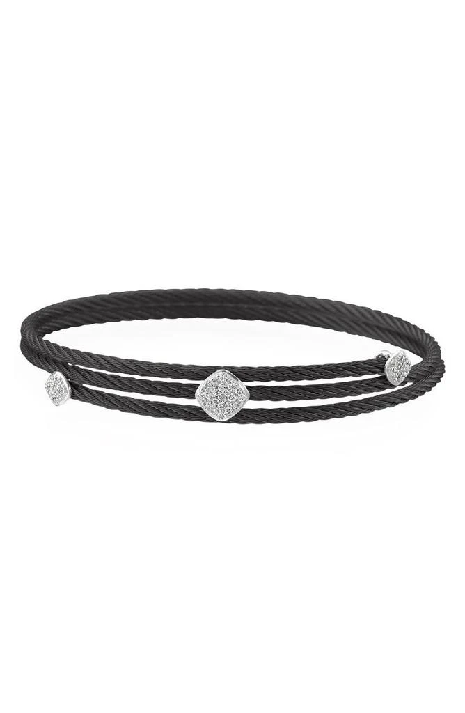 ALOR 18K Gold & Stainless Steel Pavé Diamond Coil Cable Bracelet - 0.09ct. 1