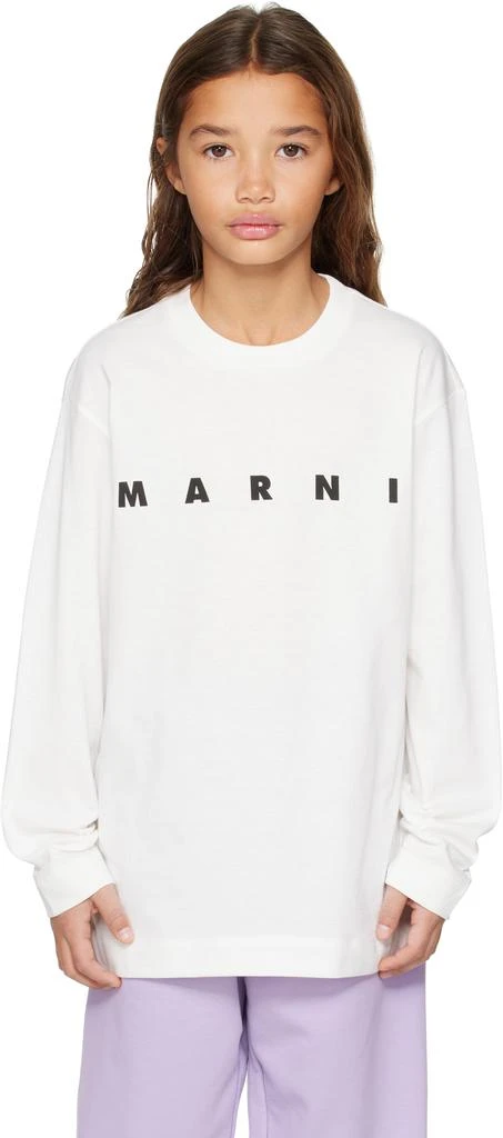 Marni Kids White Cotton Long Sleeve T-shirt