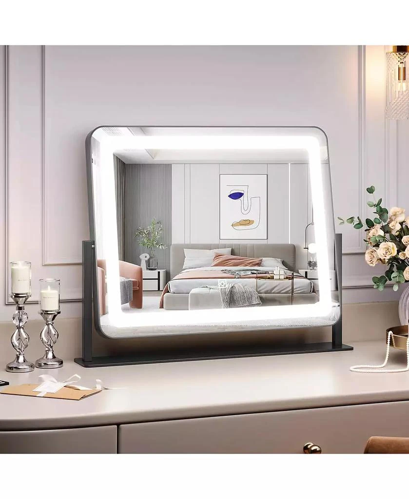 Homfan LED Vanity Mirror, 19.7" x 17.5" Touch Screen Makeup Mirror with 3 Lighting Modes, Adjustable Tabletop Design 3