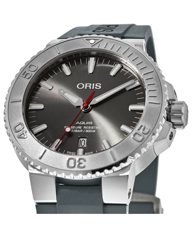 Oris Oris Aquis Date Automatic Grey Dial Rubber Strap Men's Watch 01 733 7730 4153-07 4 24 63EB 2