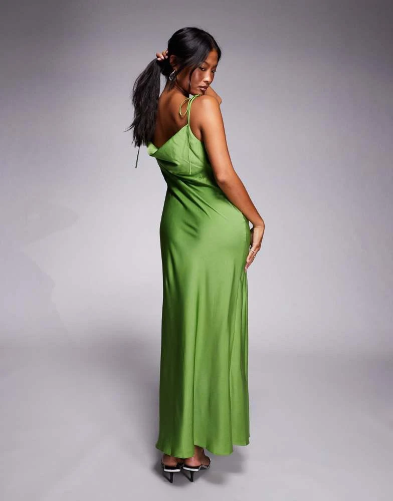Shop ASOS DESIGN Petite satin tie strap maxi dress with split detail in  green on Sale at BeyondStyle  Get 60% Off ASOS DESIGN Petite satin tie  strap maxi dress with split