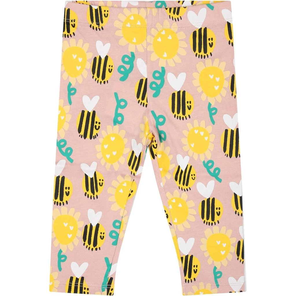 Stella McCartney Pink Leggings For Baby Girl With All-over Bee Print 1