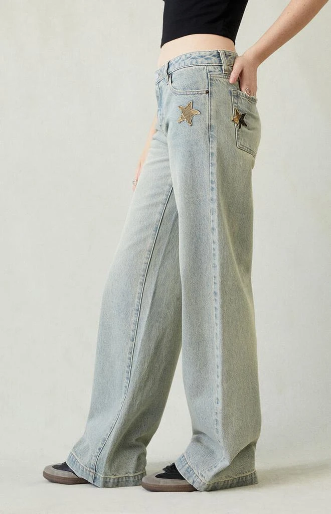 PacSun Casey Camo Star Low Rise Baggy Jeans Light Indigo 4