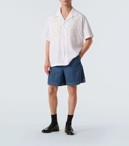 Valentino Embroidered cotton poplin bowling shirt 2