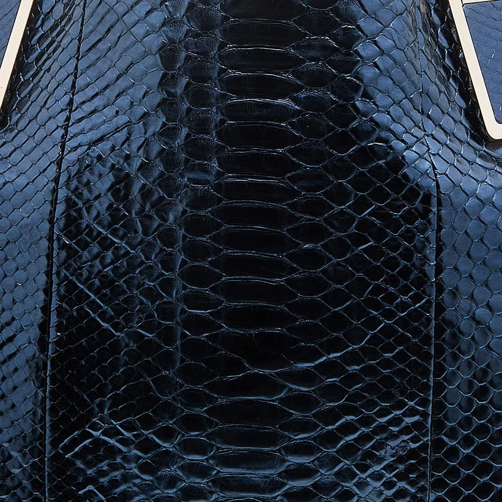 Anya Hindmarch Anya Hindmarch Metallic Blue Python Hector Tote 5