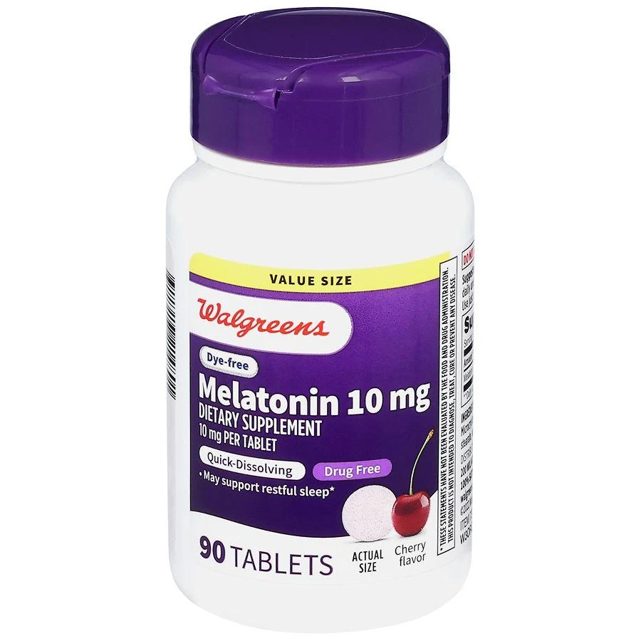 Walgreens Melatonin 10 mg Quick-Dissolving Tablets Dye-Free Cherry 1