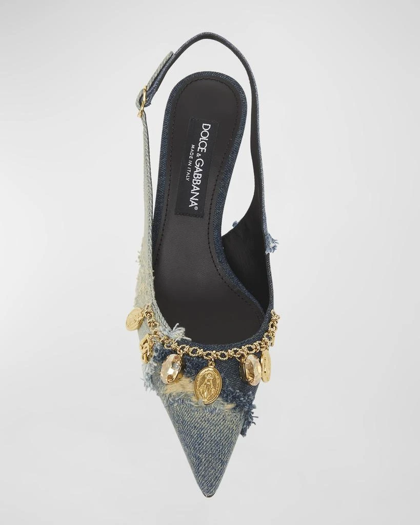 Dolce&Gabbana Denim Charms Slingback Pumps 6