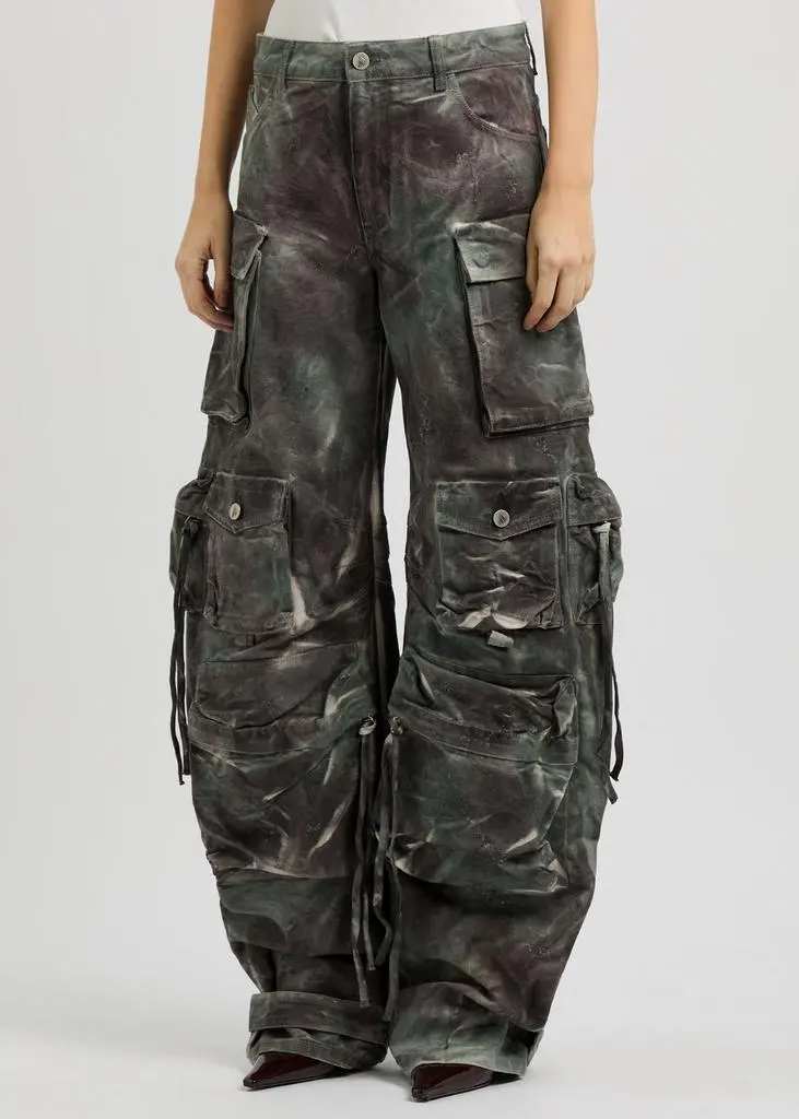 The Attico Fern printed wide-leg canvas cargo jeans 2