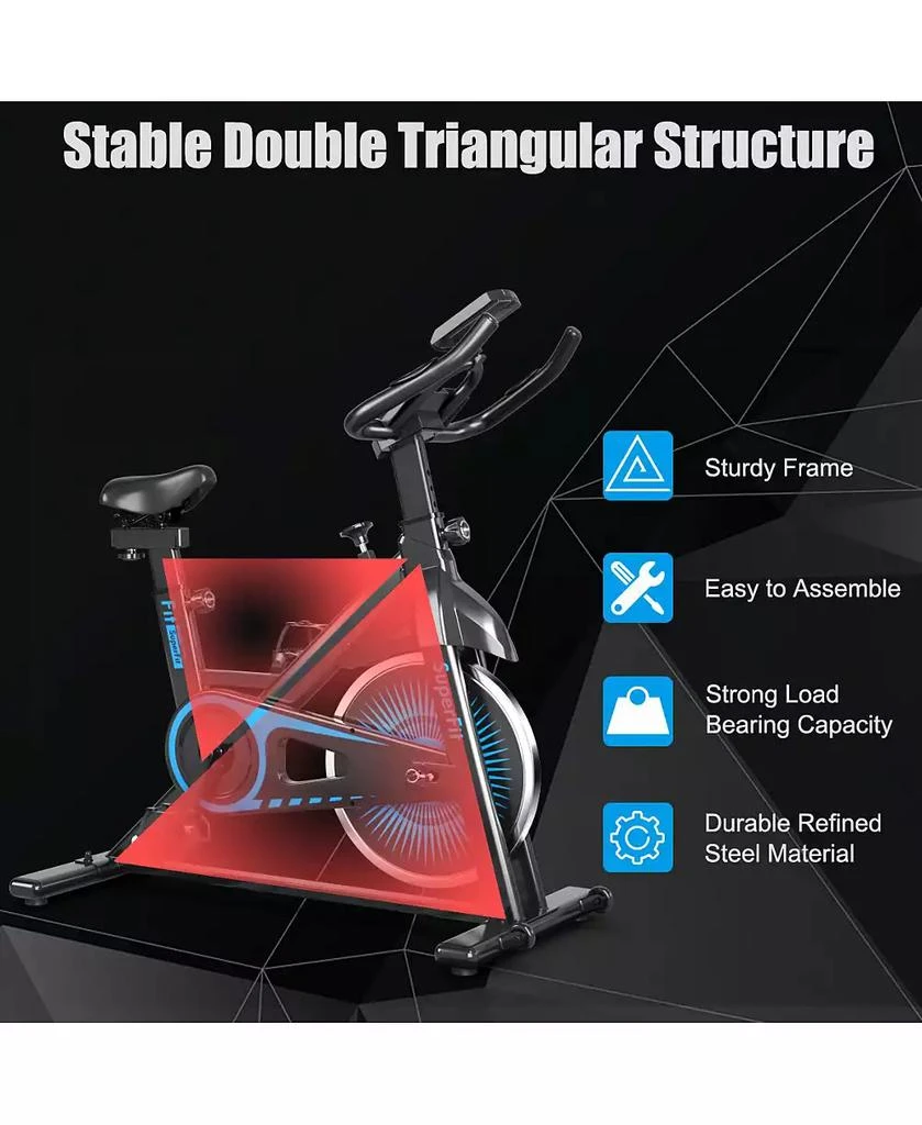 Costway Indoor Cycling Stationary Bike Silent Belt Drive Adjustable 7