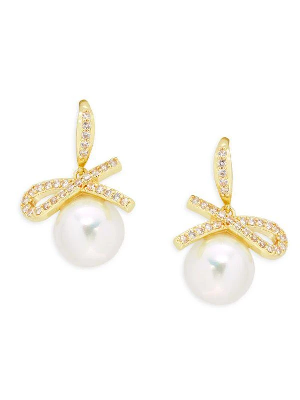 Shashi La Perla 14K Goldplated, Faux Pearl & Cubic Zirconia Drop Earrings 1