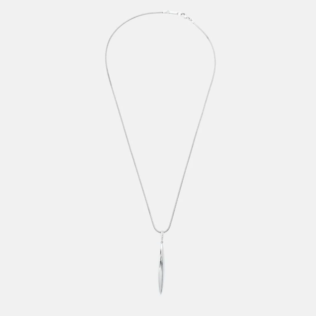 Tiffany & Co. Tiffany & Co. Feather Pendant 18k White Gold Snake Chain Pendant Necklace 2