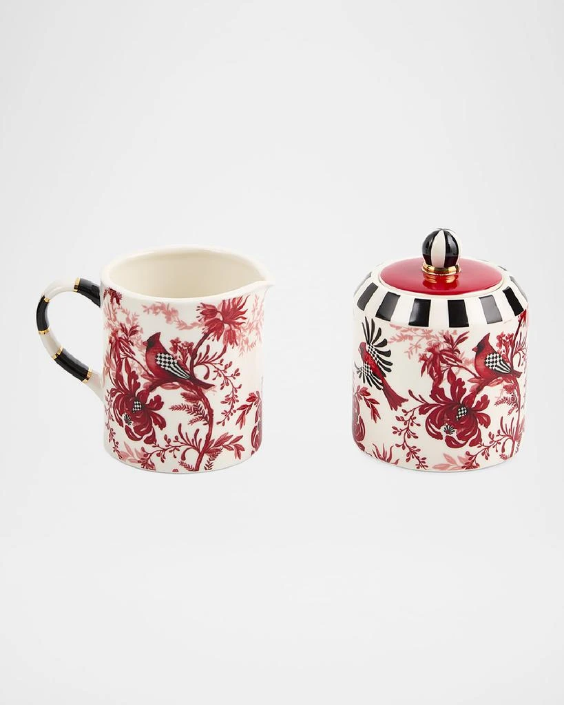 MacKenzie-Childs Cardinal Toile Creamer & Sugar Set 1