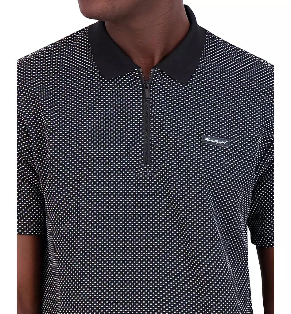 Karl Lagerfeld Paris Men's Logo Textured Zip Polo Shirt 4
