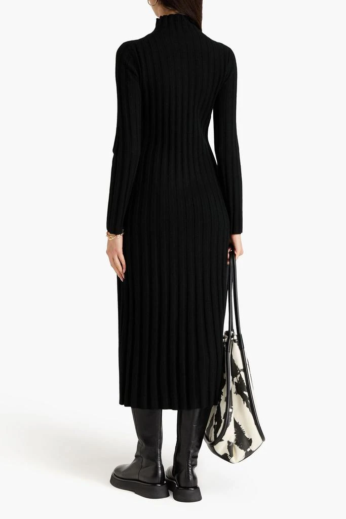 N.PEAL Ribbed cashmere turtleneck midi dress 3