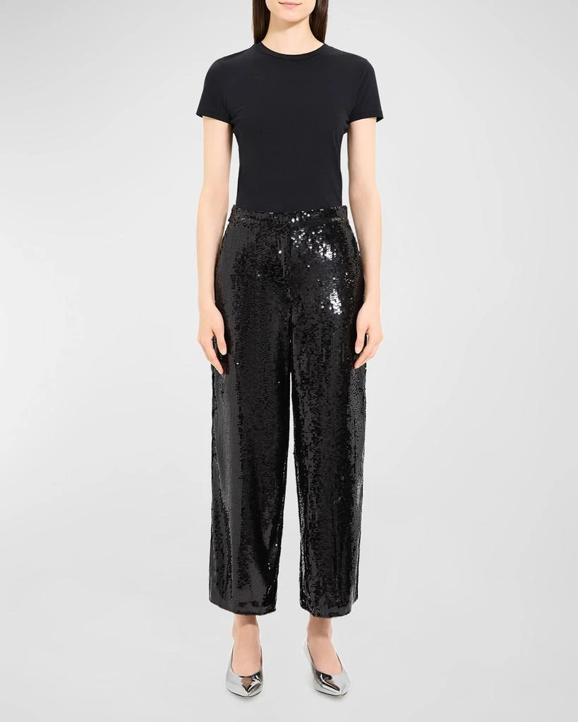 Theory Sequin Relax Straight-Leg Pants 4