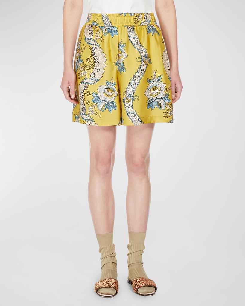 Weekend Max Mara Tracia Floral-Print Silk Bermuda Shorts