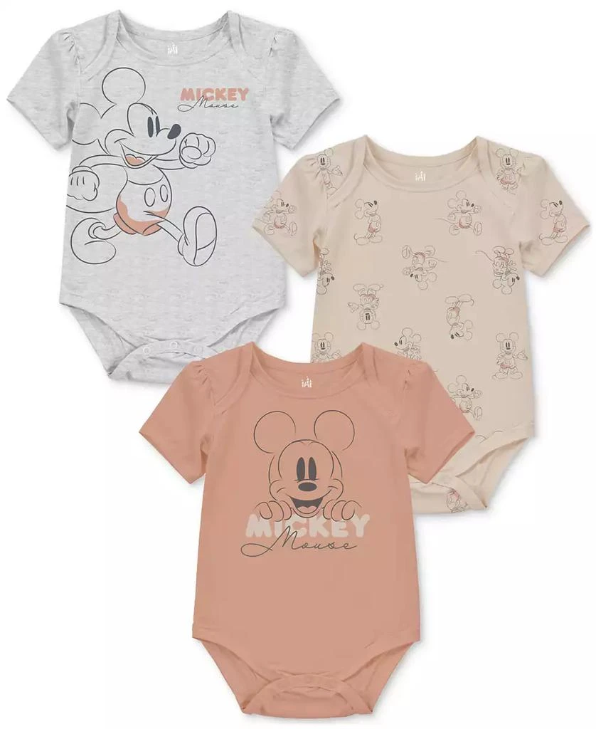Disney Baby Mickey Mouse Short-Sleeve Bodysuits, 3 Pack 1