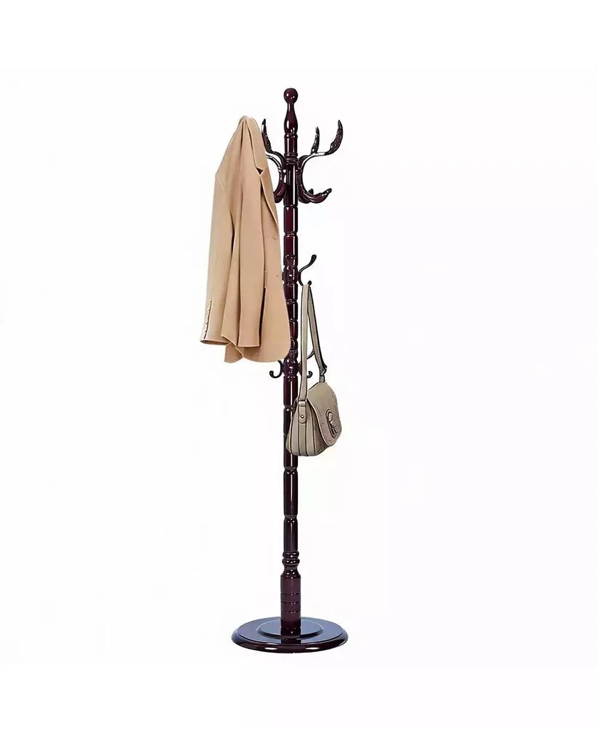 YIGII Wooden Coat Rack with Tree Design, 14 Hooks, Sturdy Base, Vintage Style